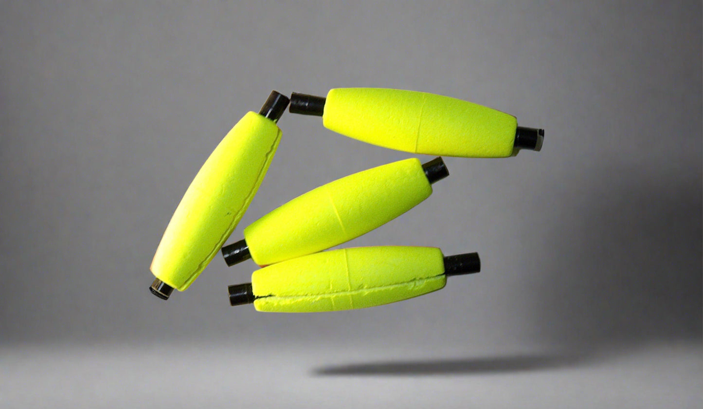 10 2 inch Split Yellow Cigar Peg Floats