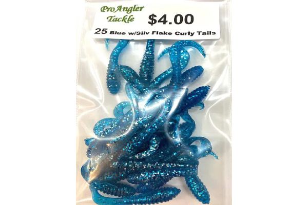 2 inch Blue with Silver Flake Curly Tails Lures