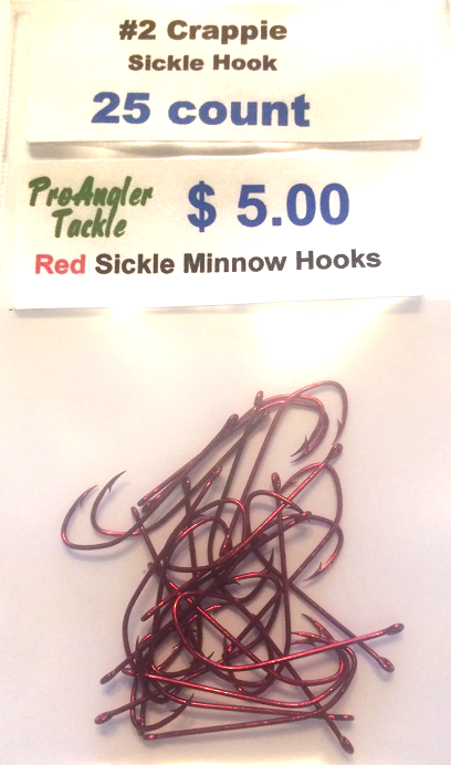 25 Red 2 Crappie Sickle Hooks - ProAngler Tackle