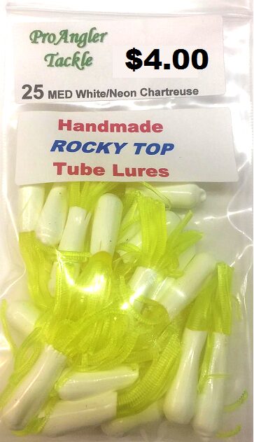 25 Rt Medium 1.75 Inch White And Neon Chartreuse Tube Lures