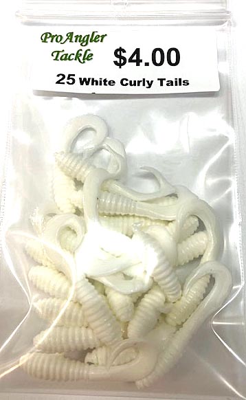 2 Inch White Curly Tails Lures