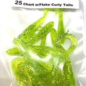 2 Inch Chartreuse With Flake Curly Tails Lures