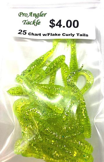 2 Inch Chartreuse With Flake Curly Tails Lures