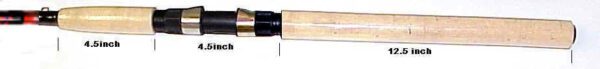 A wooden bat with a black handle.